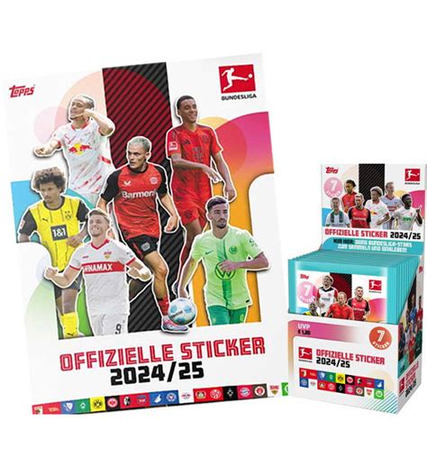 Topps Bundesliga Stickers 2024/2025 - Album + 1 Box (=50 Packets ...