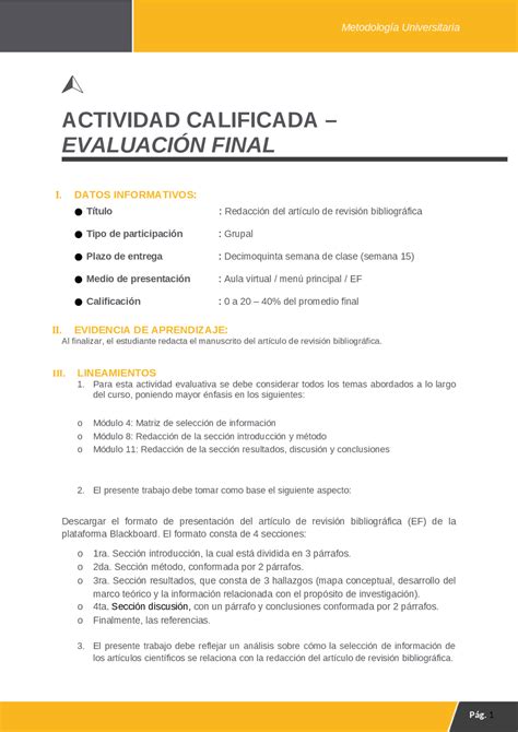 Examen Final -METODOLOGÍA UNIVERSITARIA | Exámenes de Ingeniería | Docsity