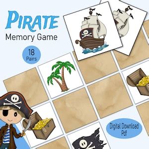 Pirate Memory Card Game, a Printable Picture Matching Game for Toddlers ...