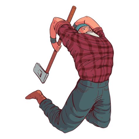 Lumberjack in action character - Transparent PNG & SVG vector file