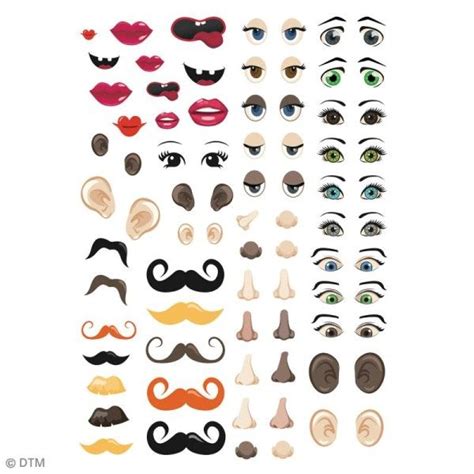 yeux nez bouche à découper – Recherche Google | Gommette, Yeux, Visage