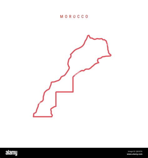 Carte de contour modifiable du Maroc. Frontière rouge marocaine. Nom du ...