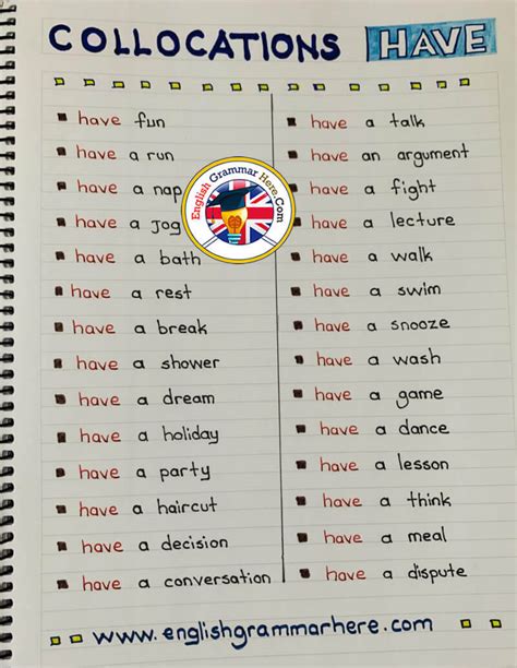 Collocations with Have - English Phrases - English Grammar Here