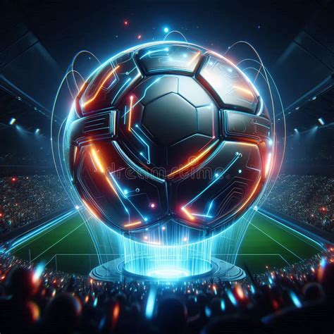 Futuristic Digital Soccer Ball in a High-Tech Stadium Stock Photo ...