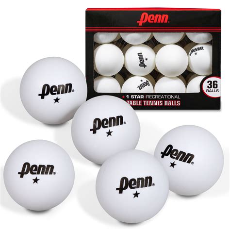 Penn 40mm 1-Star White Table Tennis Balls; Box of 36 Official ...