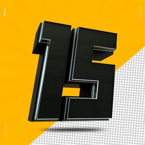 Rendu 3d Numéro 15 Police Métal Noir | PSD Premium