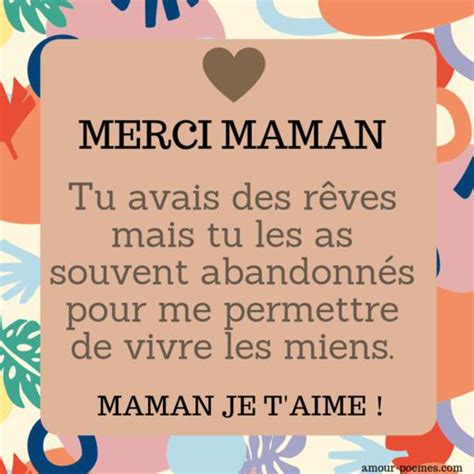 Beaux messages pour une mère - Citations Maman Je t'aime Pardon Merci