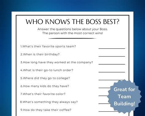 Who Knows the Boss Best, Office Party, Get to Know Your Boss, Boss ...
