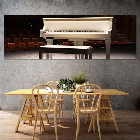 Elegant Piano Canvas Wall Art, Grand White Piano 1 Piece Wide Canvas ...