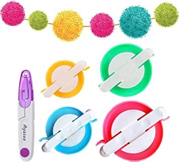 Pompom Maker, 4 Sizes Pom pom Makers for Fluff Ball Weaver Needle Craft DIY Wool Knitting Craft Tool Set Decoration +1PS Scissors (5)