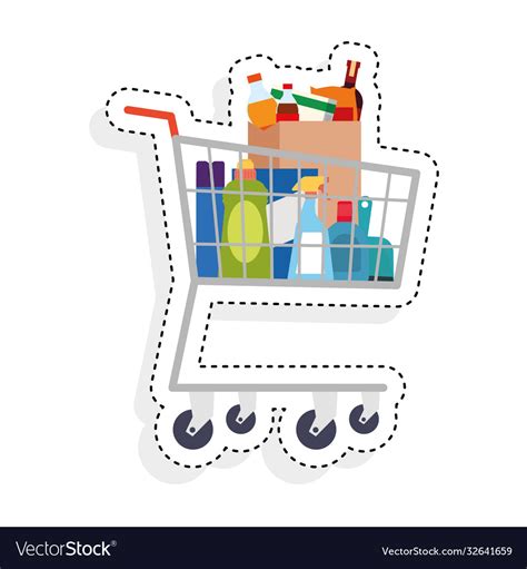 Sticker a grocery shopping cart Royalty Free Vector Image