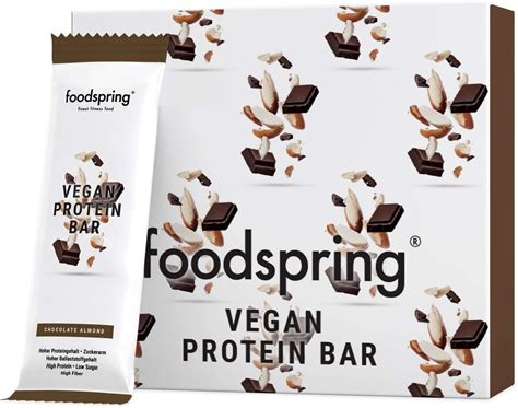 foodspring Vegan Protein Bar, Chocolate Almond, 12-Pack,Purely plant ...