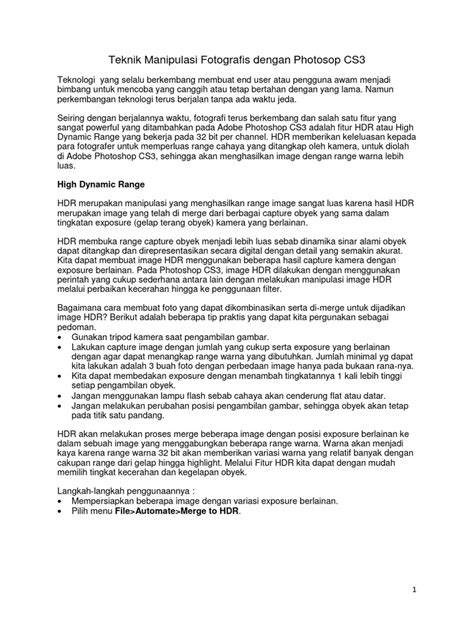 Teknik Manipulasi Fotografis | PDF