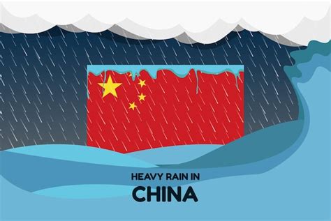 Fortes pluies en Chine bannière jour de pluie et concept d'hiver ...