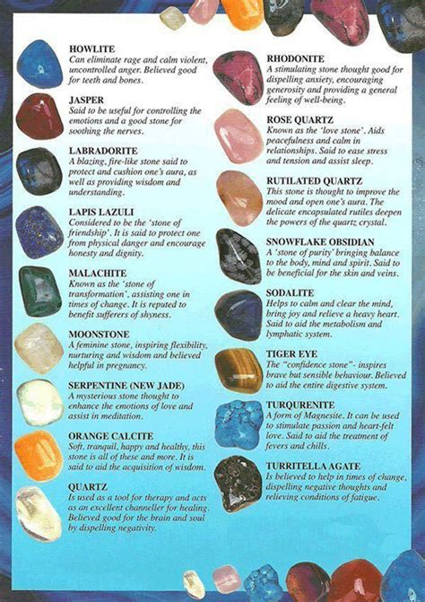 Crystals Chart Stones And Their Meanings With Pictures at Angela Rich blog