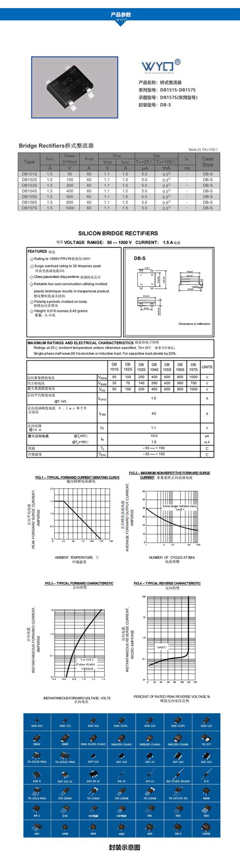 WYQ贴片系列产品------DB157S 桥式整流器-企业官网