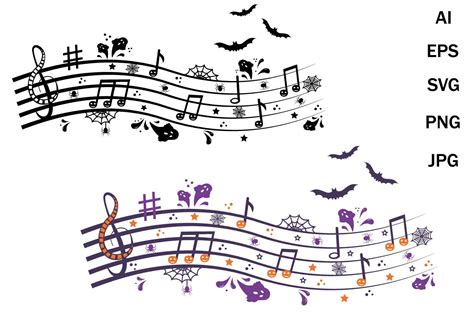 Musical Notes Halloween in Svg Format Graphic by lesinka · Creative Fabrica