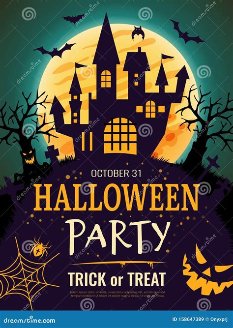 Halloween Poster. Scary Party Invitation Flyer Template With Horror ...