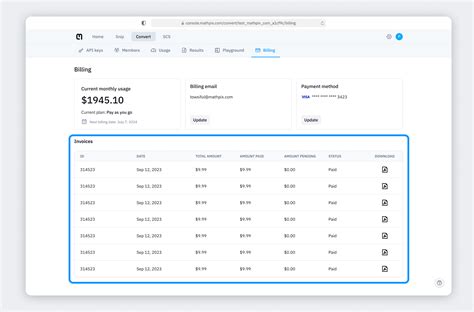 Convert API User Guide: Billing