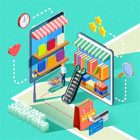 Ecommerce Shopping En Ligne Affiche De Conception Isométrique | Vecteur ...