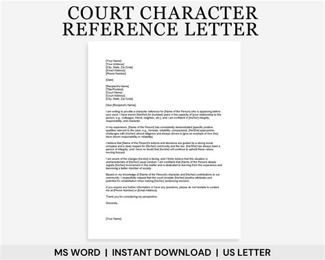 Court Character Reference Letter Template, Character Reference for ...