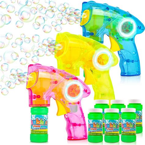 ArtCreativity Friction Powered Light Up Bubble Blaster Gun Set - Set of ...