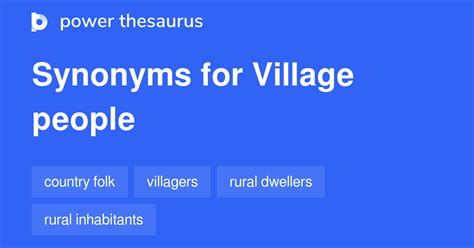 VILLAGE PEOPLE Synonyms: 83 Similar Words & Phrases
