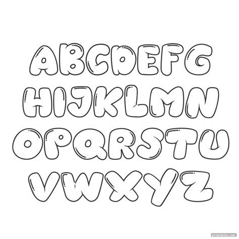Cute Block Letter Font Alphabet Template