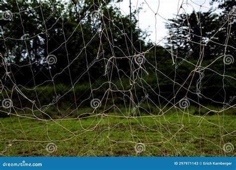 Damaged soccer goal net stock illustration. Illustration of line ...