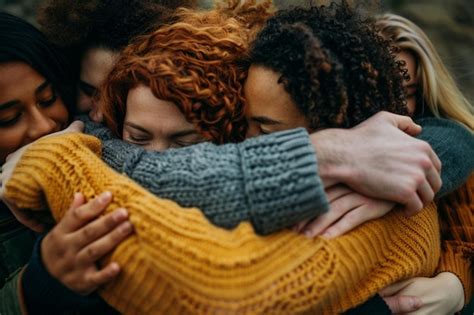 A supportive group of friends embracing each other mental health ...