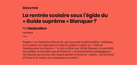 La rentrée scolaire sous l'égide du « Guide suprême » Blanquer ? - AOC ...