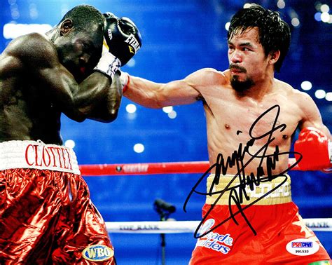 Manny ‘Pacman’ Pacquiao Signed Boxing In Red Trunks Puching Opponent 8× ...