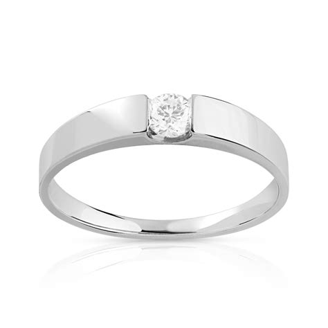 Bague solitaire or 750 blanc diamant 15/100e de ca | MATY