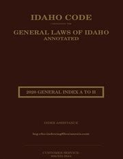 Idaho Code: General Index A to H : The People of Idaho : Free Download ...