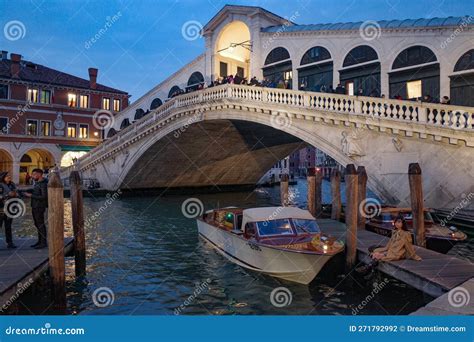 Venice, Italy - 15 Nov, 2022: a Speedboat Docks Next To the Rialto ...