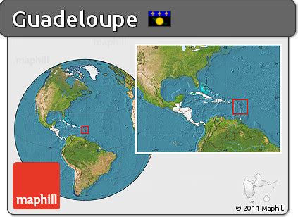 Free Satellite Location Map of Guadeloupe, highlighted continent ...