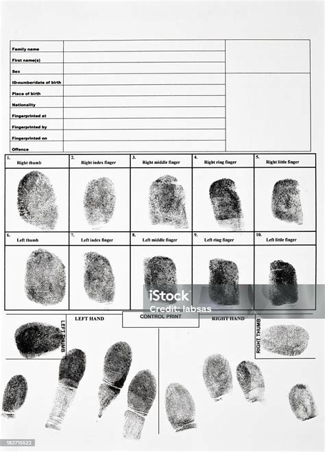 An Authentic Form Of Fingerprints Stock Photo - Download Image Now ...