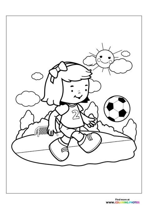 Girl kicking soccer ball - Coloring Pages for kids
