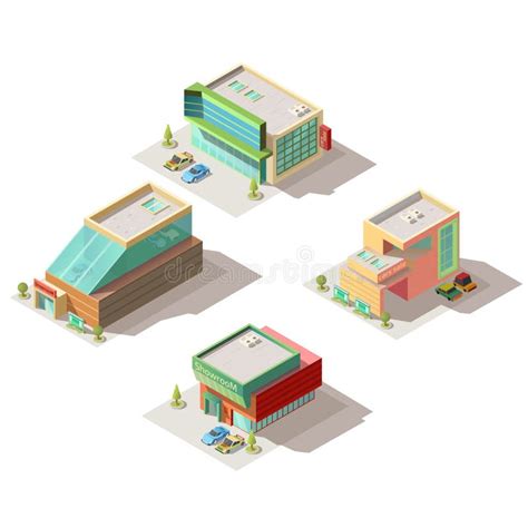Car Salon Showrooms Building Isometric Vector Stock Vector ...