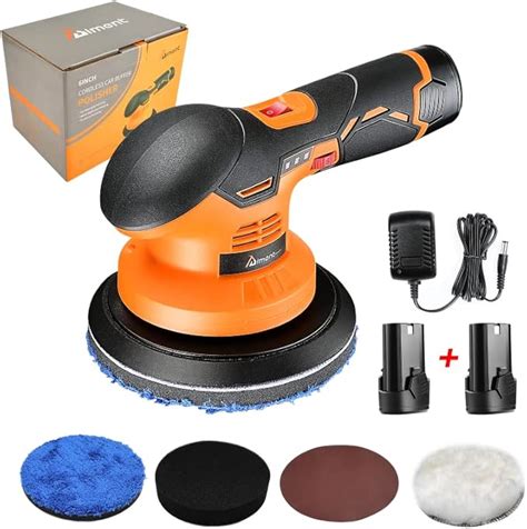 Cordless Car Buffer Polisher - 6 Inch 5000RPM Buffer with 2pcs 12V 2.0Ah Rechargeable Battery, 6 Variable Speed, Polisher Kit for Car Detailing & Scratch Repair