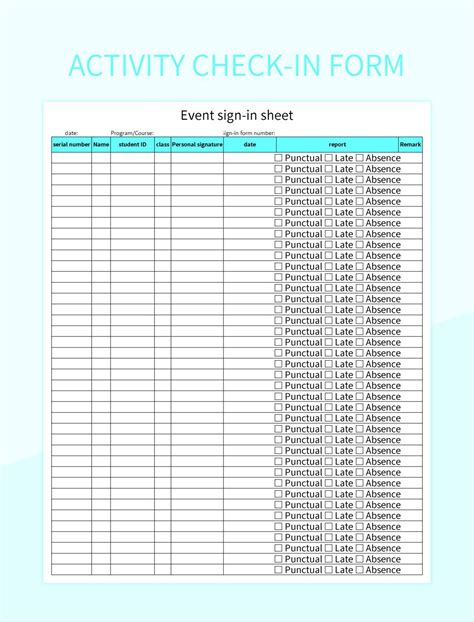 Free Activity Check In Form Templates For Google Sheets And Microsoft ...