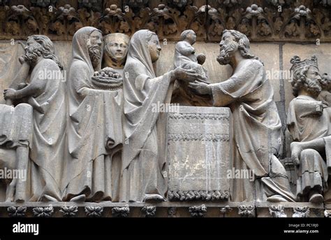 Presentation of Jesus at the Temple, Portal on north facade, Notre Dame ...