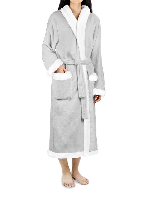 Pavilia Premium Lightweight Women's Sherpa Fleece Robe with Pockets ...