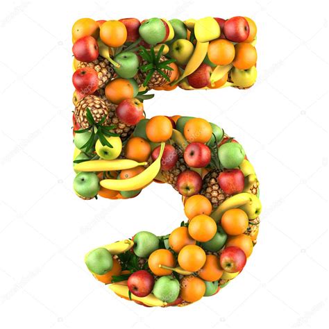 Number five made from 3d fruits Stock Photo by ©frescomovie 11419557