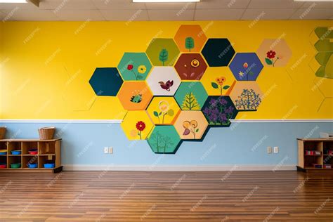 Classroom with geometric shapes on the walls | Premium AI-generated image