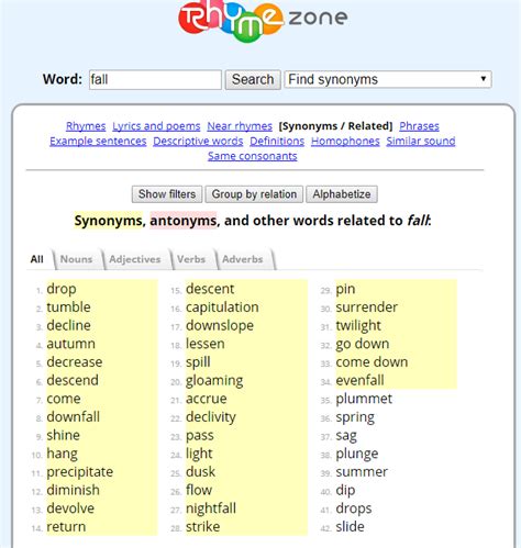 Rhymezone Rhyming Dictionary And