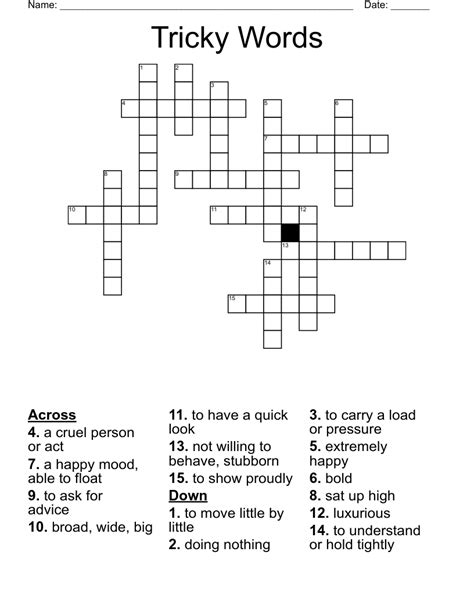 Tricky Words Crossword - WordMint
