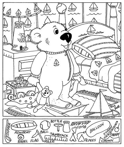 Easy Hidden Object Printables Sketch Coloring Page
