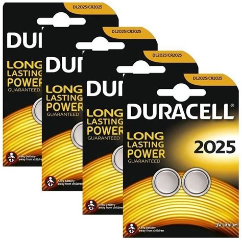 8 x Duracell CR2025 3V pile à pile au lithium 2025, DL2025, BR2025, SB ...
