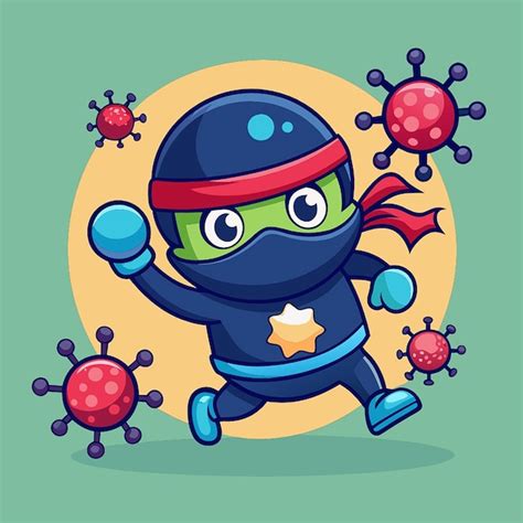 Fight off germs in style with our cute ninja slashing virus cartoon ...